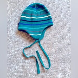 Polarn O. Pyret Winter Hat Stripes Teal Green Unisex 0-4m